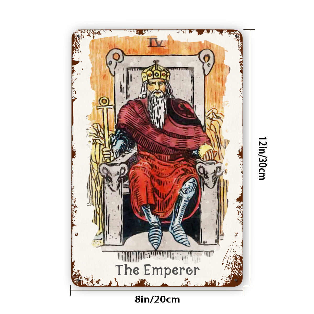 Tin Sign Of The Emperor Tarot Card Painting • Major Arcana Waite-Style Cards Vintage Metal Print • Apollo Tarot Design Shop