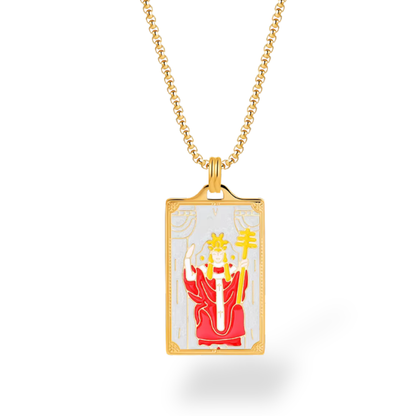Gold-Plated Tarot Card Necklace – Vibrant Enamel & Powerful Symbols