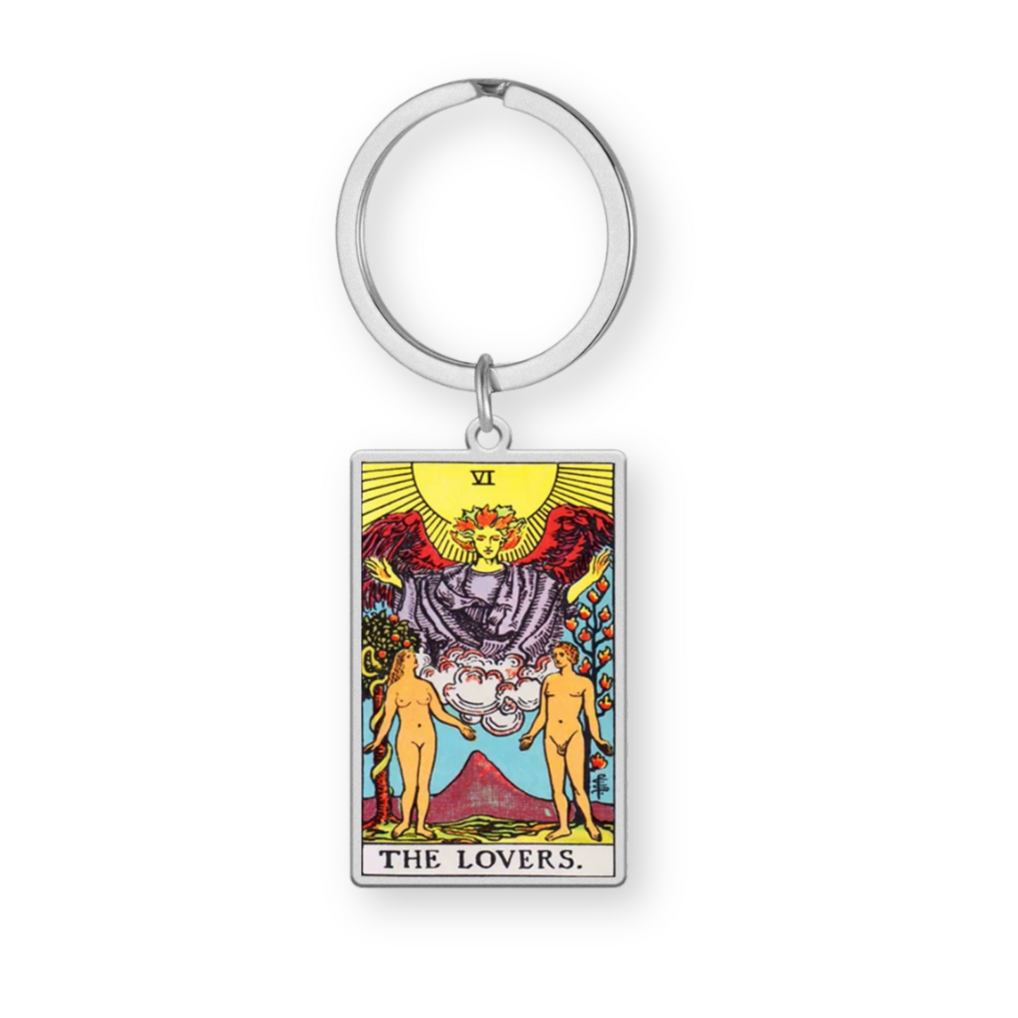 Tarot Card Keychain • Collectable Colored Waite-Style Cards Keyring With Engraved Stainless Steel Pendants • Apollo Tarot Shop