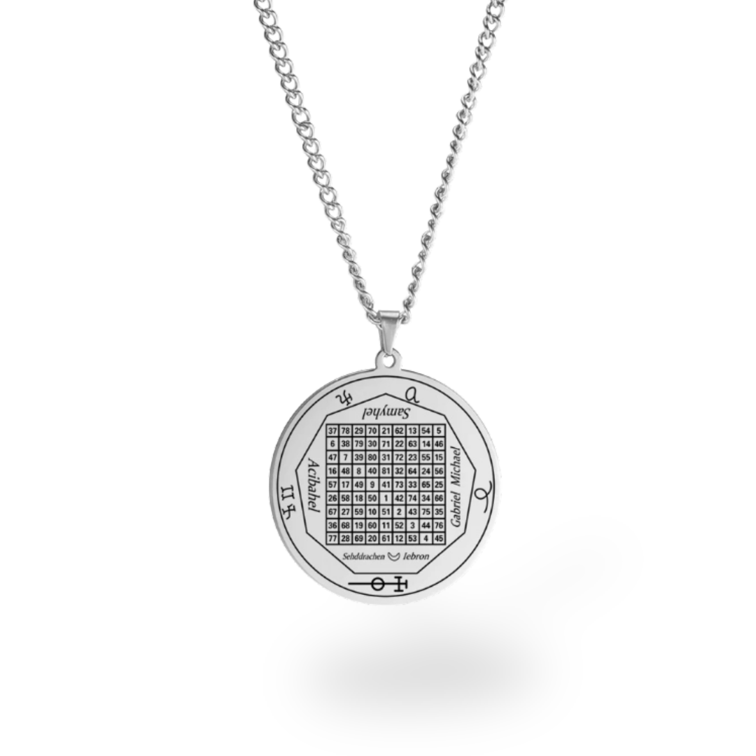 Magic Square Necklace | Planetary Kameas Talisman | Kabbalah Silver Color Stainless Steel Pendants
