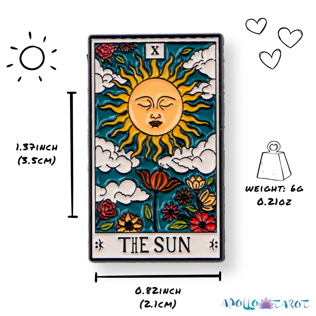 The Sun & The Moon Tarot Card Pins | 2-Set Mystical Brooches Bundle For Backpack & Clothes │ Apollo Tarot Shop