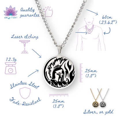 Greek Mythology Necklace | Ancient Deity Pagan Worship Round Pendant | Roman God & Goddess Silver Or Gold-Plated Stainless Steel Unisex Witchy Jewelry | Apollo Tarot Shop