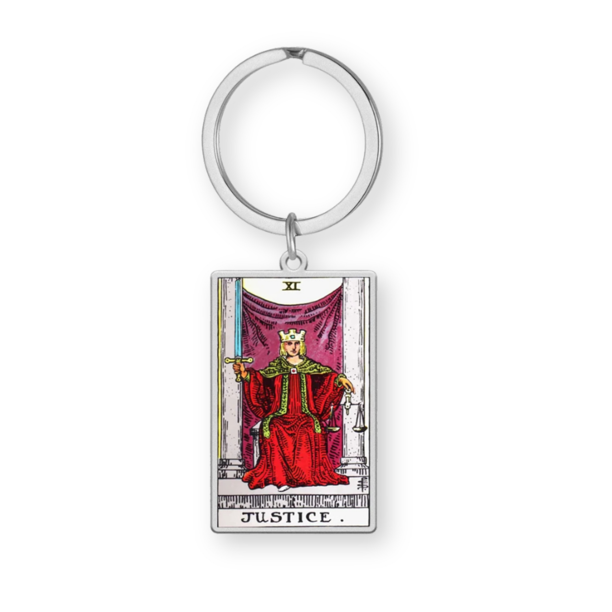 Tarot Card Keychain • Collectable Colored Waite-Style Cards Keyring With Engraved Stainless Steel Pendants • Apollo Tarot Shop