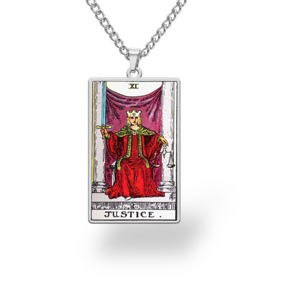 Colored Major Arcana Tarot Necklace – Stainless Steel Tarot Card Pendant • Witchy Spiritual Jewelry for Men & Women   • Apollo Tarot Shop