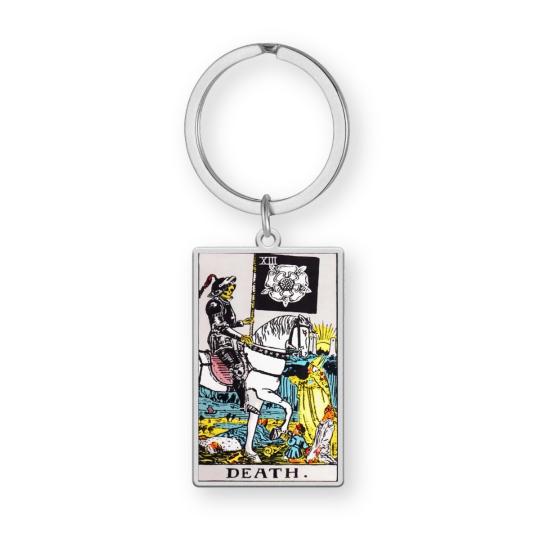 Tarot Card Keychain • Collectable Colored Waite-Style Cards Keyring With Engraved Stainless Steel Pendants • Apollo Tarot Shop