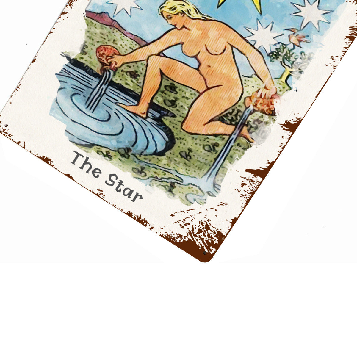 Tin Sign Of The Star Tarot Card Painting • Major Arcana Waite-Style Cards Vintage Metal Print • Apollo Tarot Design Shop