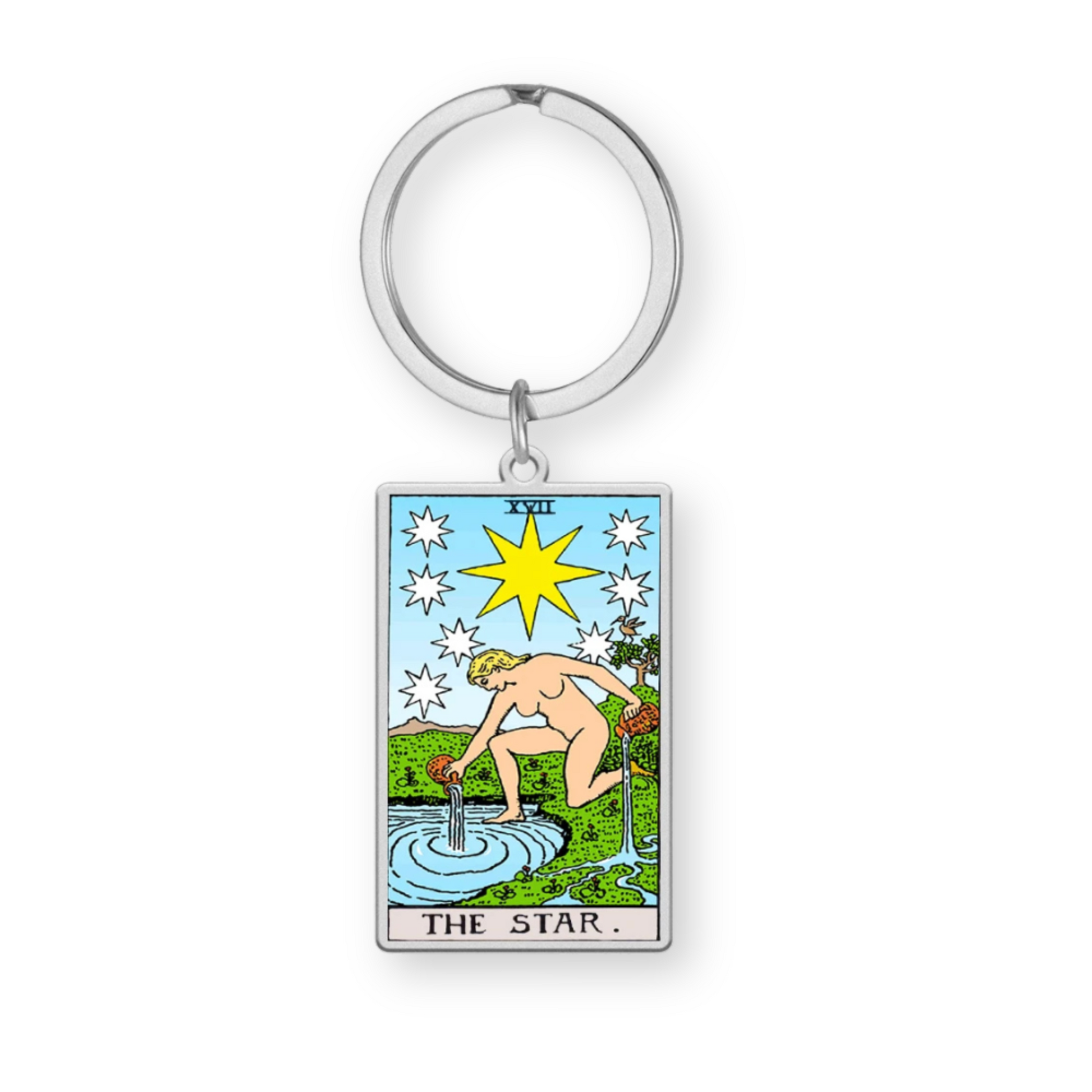 Tarot Card Keychain • Collectable Colored Waite-Style Cards Keyring With Engraved Stainless Steel Pendants • Apollo Tarot Shop