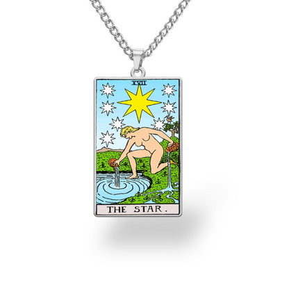 Colored Major Arcana Tarot Necklace – Stainless Steel Tarot Card Pendant • Witchy Spiritual Jewelry for Men & Women   • Apollo Tarot Shop