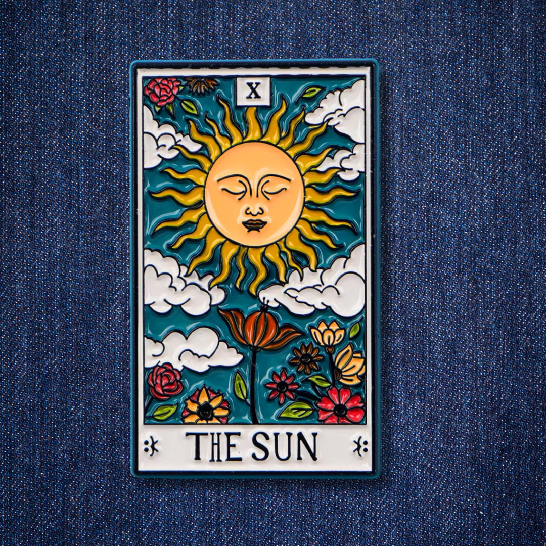 The Sun & The Moon Tarot Card Pins | 2-Set Mystical Brooches Bundle For Backpack & Clothes │ Apollo Tarot Shop