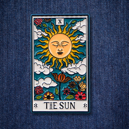 The Sun & The Moon Tarot Card Pins | 2-Set Mystical Brooches Bundle For Backpack & Clothes │ Apollo Tarot Shop