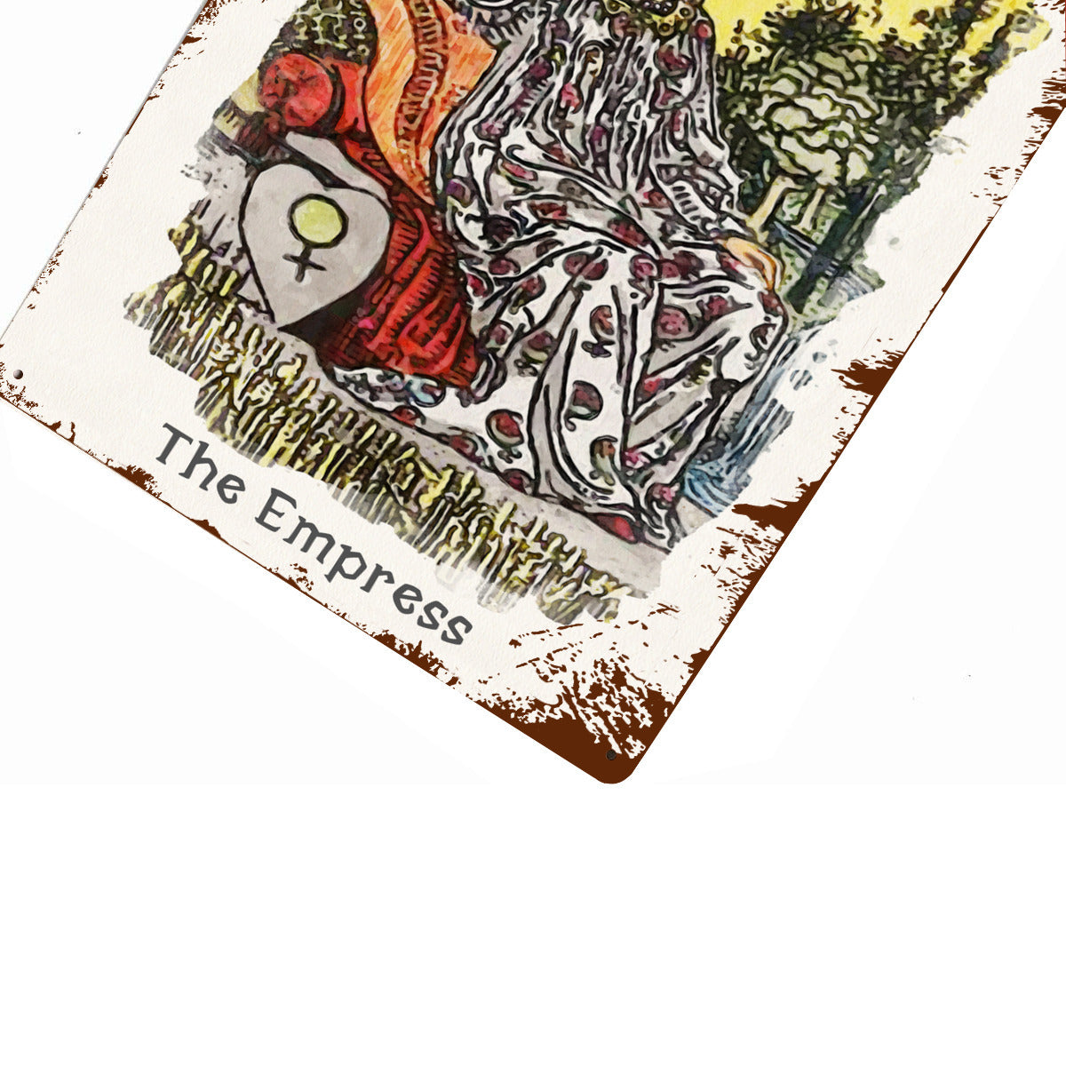 Tin Sign Of The Empress Tarot Card Painting • Major Arcana Waite-Style Cards Vintage Metal Print • Apollo Tarot Design Shop