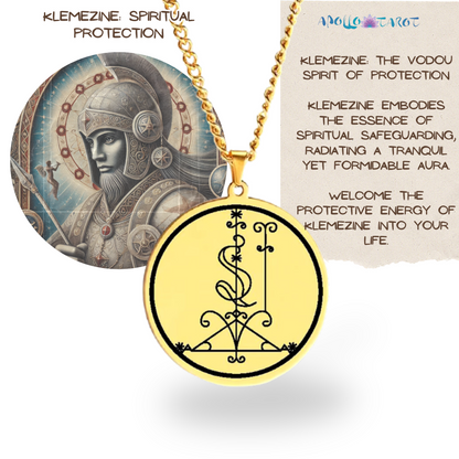 Gold Voodoo Veve Sigil Charm Necklace • Vodou Lwa Loa Amulet Talisman • Stainless Steel Pendant For Afro Spiritual Men And Witchy Women • Apollo Tarot Esoteric Jewelry Shop