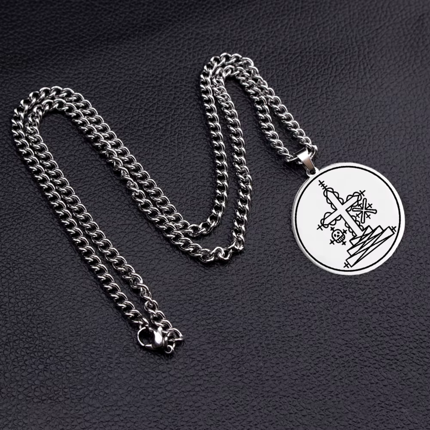 Voodoo Veve Symbols Necklace • Magick Sigil Stainless Steel Silver Pendant • Vodou Jewelry Lwa Loa Amulet • Afro-Caribbean Spiritual Talisman • Apollo Tarot Design Shop