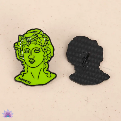 4 Piece Set Greek Mythology Pins • Medusa Prometheus Achilles Dionysus Head Brooch • Doodle Ancient Roman Deity Badge • Pagan Worship Witchy Pin • Apollo Tarot Shop