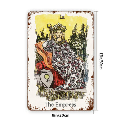 Tin Sign Of The Empress Tarot Card Painting • Major Arcana Waite-Style Cards Vintage Metal Print • Apollo Tarot Design Shop