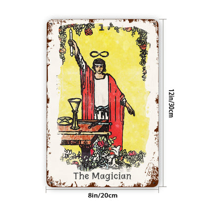 Tin Sign Of The Magician Tarot Card Painting • Major Arcana Waite-Style Cards Vintage Metal Print • Apollo Tarot Design Shop