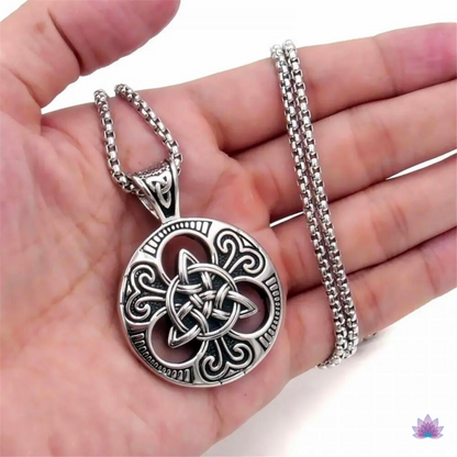 Triquetra Necklace • Irish Celtic Trinity Love Knot Round Pendant • Triple Goddess Stainless Steel Wiccan Jewelry For Pagan Worship • Apollo Tarot Shop