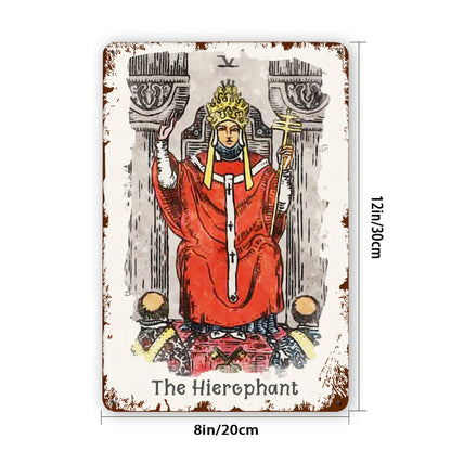 Tin Sign Of The Hierophant Tarot Card Painting • Major Arcana Waite-Style Cards Vintage Metal Print • Apollo Tarot Design Shop