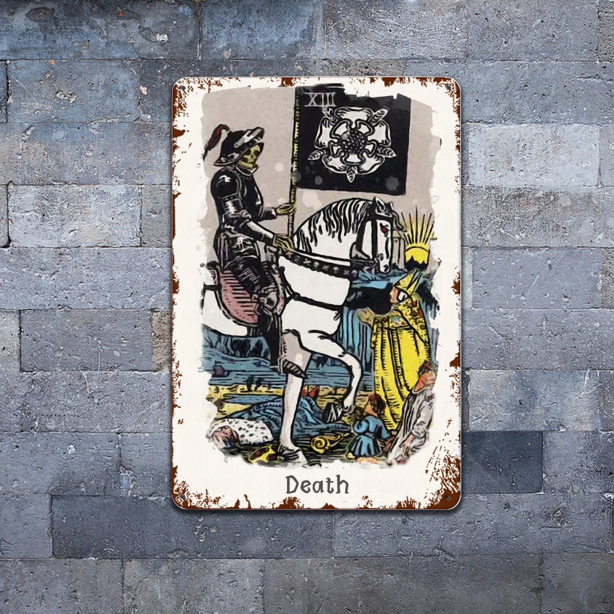 Tin Sign Of The Death Tarot Card Painting • Major Arcana Waite-Style Cards Vintage Metal Print • Apollo Tarot Design Shop