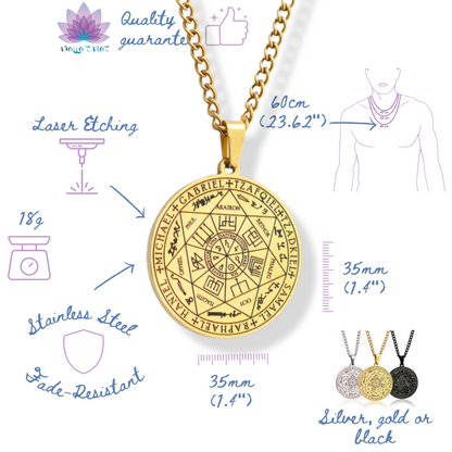 7 Archangels Sigil Charm Necklace • Seal of Solomon Pendant • Kabbalah Astrology Protection Amulet • Magick Talisman Jewelry • Apollo Tarot Shop