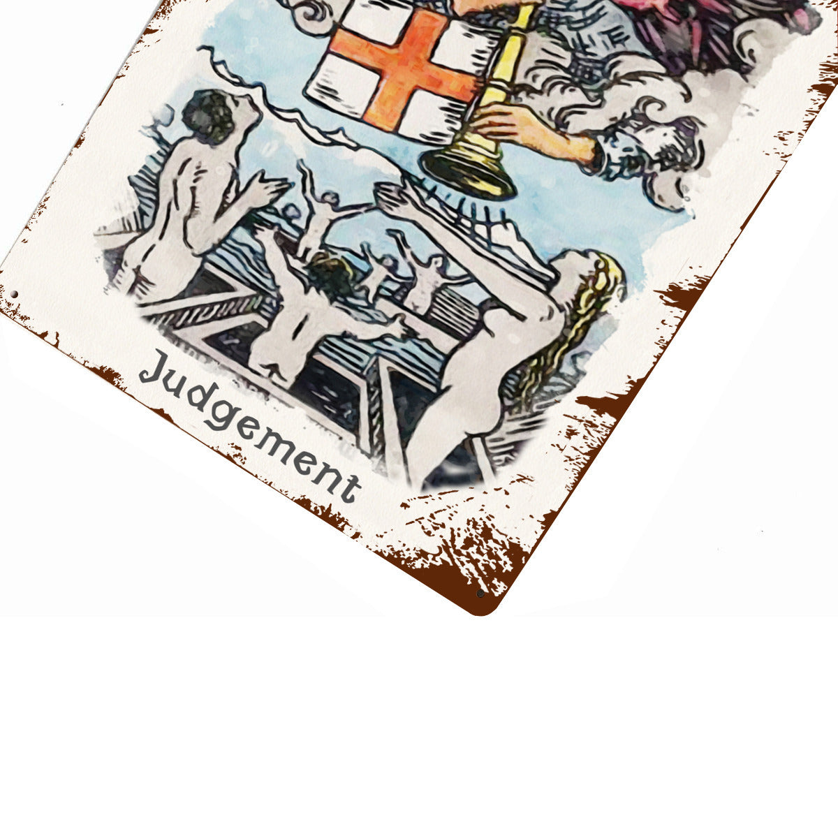 Tin Sign Of The Judgement Tarot Card Painting • Major Arcana Waite-Style Cards Vintage Metal Print • Apollo Tarot Design Shop