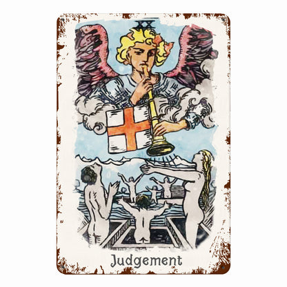 Tin Sign Of The Judgement Tarot Card Painting • Major Arcana Waite-Style Cards Vintage Metal Print • Apollo Tarot Design Shop