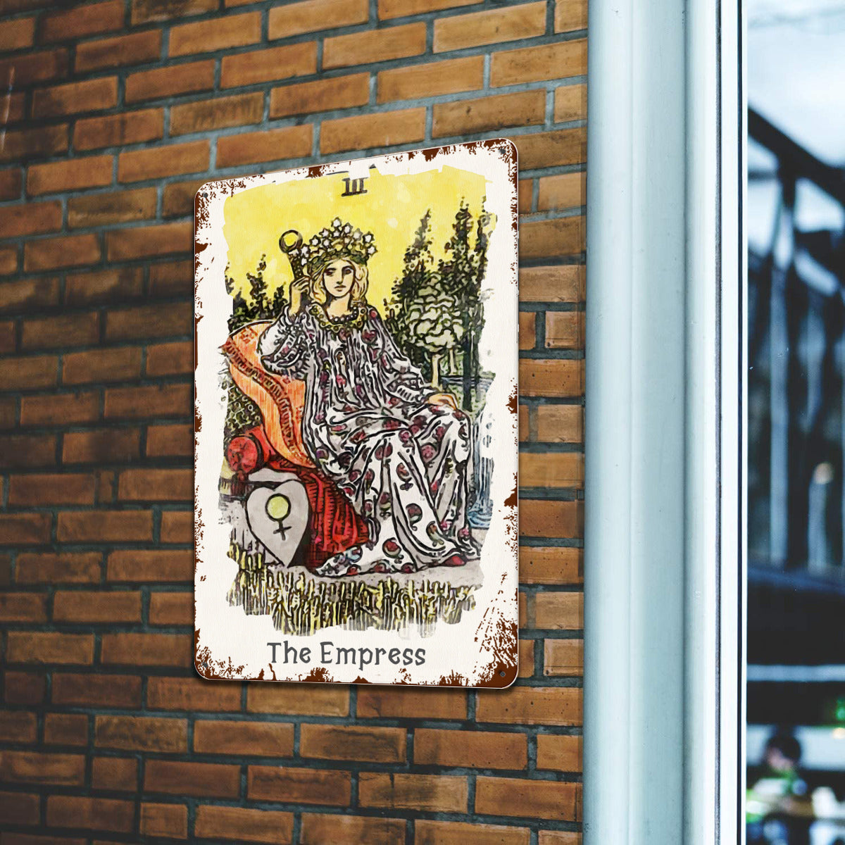 Tin Sign Of The Empress Tarot Card Painting • Major Arcana Waite-Style Cards Vintage Metal Print • Apollo Tarot Design Shop