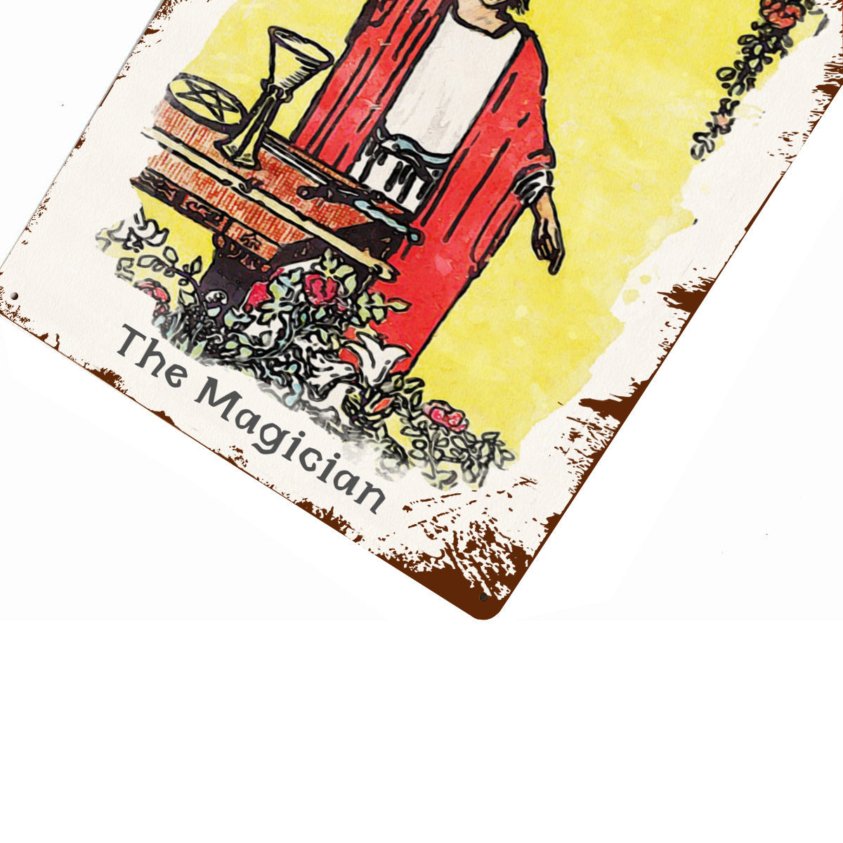 Tin Sign Of The Magician Tarot Card Painting • Major Arcana Waite-Style Cards Vintage Metal Print • Apollo Tarot Design Shop