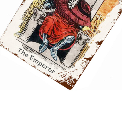 Tin Sign Of The Emperor Tarot Card Painting • Major Arcana Waite-Style Cards Vintage Metal Print • Apollo Tarot Design Shop