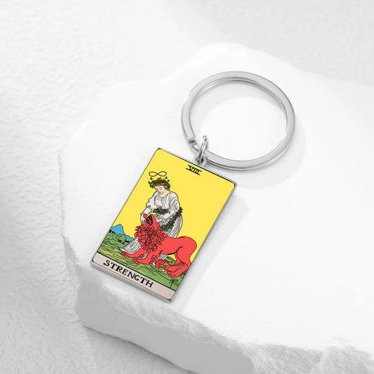 Tarot Card Keychain • Collectable Colored Waite-Style Cards Keyring With Engraved Stainless Steel Pendants • Apollo Tarot Shop