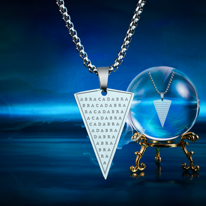 Abracadabra Kabbalah Necklace | Protection Healing Magick Triangle Pendant | Esoteric Unisex Cabbalist Occult Amulet Jewelry | Apollo Tarot Shop