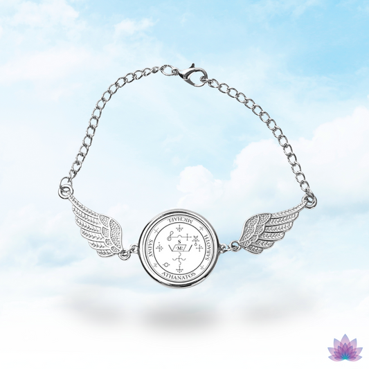 Pulseira com Sigilo do Arcanjo Miguel - Asas de Anjo Chave de Salomão Acessório de Magia e Bruxaria para Mulheres Espirituais - Apollo Tarot Design Shop