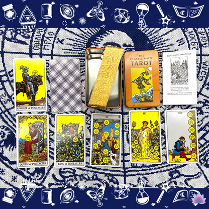 Classic Waite Tarot Cards Deck In Tin Box + Guidebook For Beginners + Gilded Edge Card • Fortune Telling Party Game • Witchy Gift For Friend • Apollo Tarot Shop