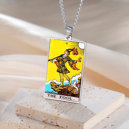 Colored Major Arcana Tarot Necklace – Stainless Steel Tarot Card Pendant • Witchy Spiritual Jewelry for Men & Women   • Apollo Tarot Shop   