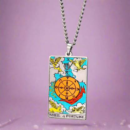 Colored Major Arcana Tarot Necklace – Stainless Steel Tarot Card Pendant • Witchy Spiritual Jewelry for Men & Women   • Apollo Tarot Shop   