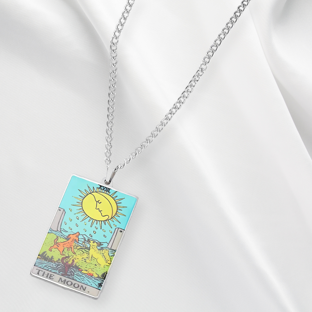 Colored Major Arcana Tarot Necklace – Stainless Steel Tarot Card Pendant • Witchy Spiritual Jewelry for Men & Women   • Apollo Tarot Shop   