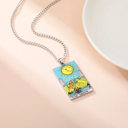 Colored Major Arcana Tarot Necklace – Stainless Steel Tarot Card Pendant • Witchy Spiritual Jewelry for Men & Women   • Apollo Tarot Shop   