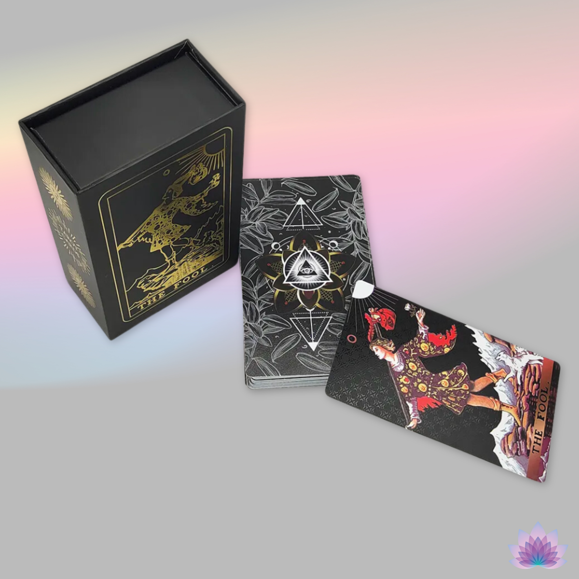 Dark Gold Foil Tarot Deck • Premium PVC Plastic Red & Black Card + Gift Box + Guidebook For Beginner Divination Witch • Classic Waite Oracle • Apollo Tarot Shop