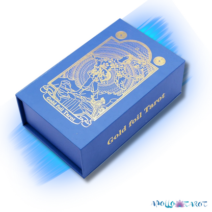 Electric Blue Gold Foil Tarot Card Deck, Waite Oracle Cards Gift Box & Guidebook • Apollo Tarot Shop