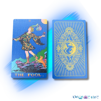 Electric Blue Gold Foil Tarot Card Deck, Waite Oracle Cards Gift Box & Guidebook • Apollo Tarot Shop