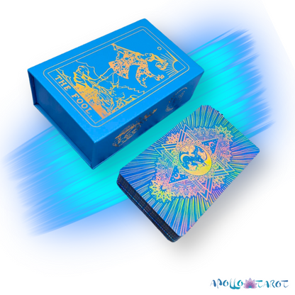 Electric Blue Gold Foil Tarot Card Deck, Waite Oracle Cards Gift Box & Guidebook • Apollo Tarot Shop