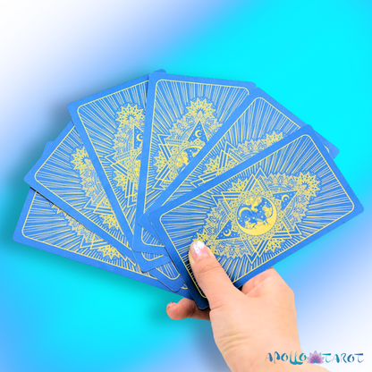 Electric Blue Gold Foil Tarot Card Deck, Waite Oracle Cards Gift Box & Guidebook • Apollo Tarot Shop