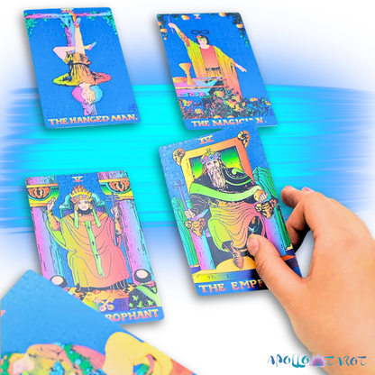 Electric Blue Gold Foil Tarot Card Deck, Waite Oracle Cards Gift Box & Guidebook • Apollo Tarot Shop