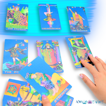 Electric Blue Gold Foil Tarot Card Deck, Waite Oracle Cards Gift Box & Guidebook • Apollo Tarot Shop