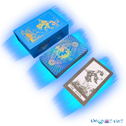 Electric Blue Gold Foil Tarot Card Deck, Waite Oracle Cards Gift Box & Guidebook • Apollo Tarot Shop