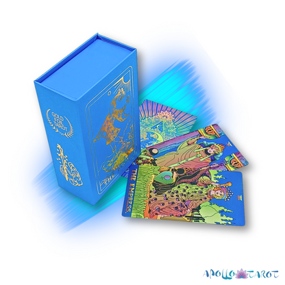 Electric Blue Gold Foil Tarot Card Deck, Waite Oracle Cards Gift Box & Guidebook • Apollo Tarot Shop