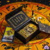 Load image into Gallery viewer, Gold Foil Tarot Deck On A Luxury Box With Wooden Card Stand And Guidebook For Beginner Divination Witch • Traditional Waite Premium Colored PVC Cards With Black Background And Gold Lines • Apollo Tarot Shop