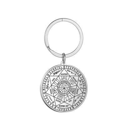 Sigil Of The Seven Archangels Keyring • Solomon Seal Kabbalah Amulet Pendant Keychain • Stainless Steel Talisman Charm Jewelry • Apollo Tarot Shop