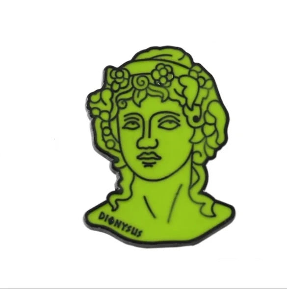 Greek Mythology Pin • Medusa Prometheus Achilles Dionysus Head Brooch • Doodle Ancient Roman Deity Badge • Pagan Worship Witchy Pins • Apollo Tarot Shop