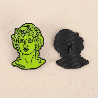 Greek Mythology Pin • Medusa Prometheus Achilles Dionysus Head Brooch • Doodle Ancient Roman Deity Badge • Pagan Worship Witchy Pins • Apollo Tarot Shop